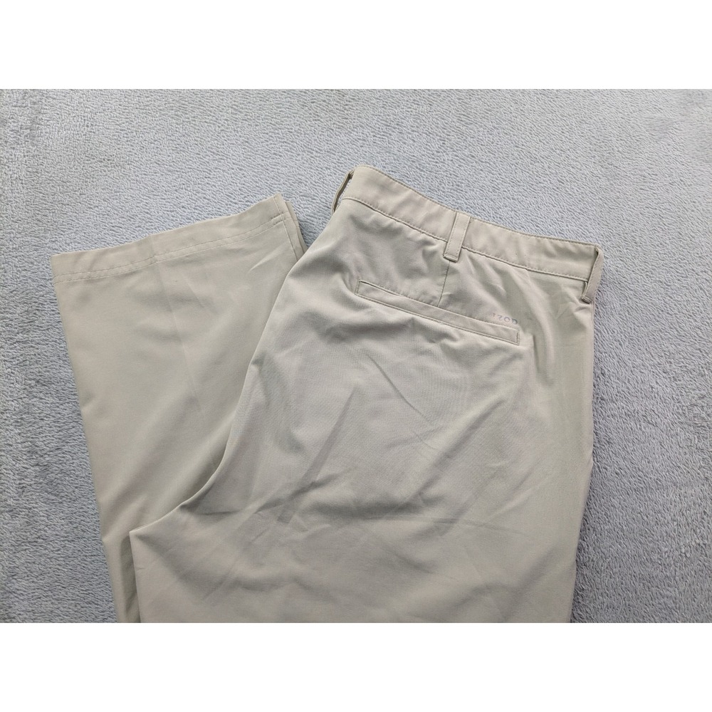 IZOD Golf Mens Khaki Tan Flat Front Performance Stretch Pants 42x30